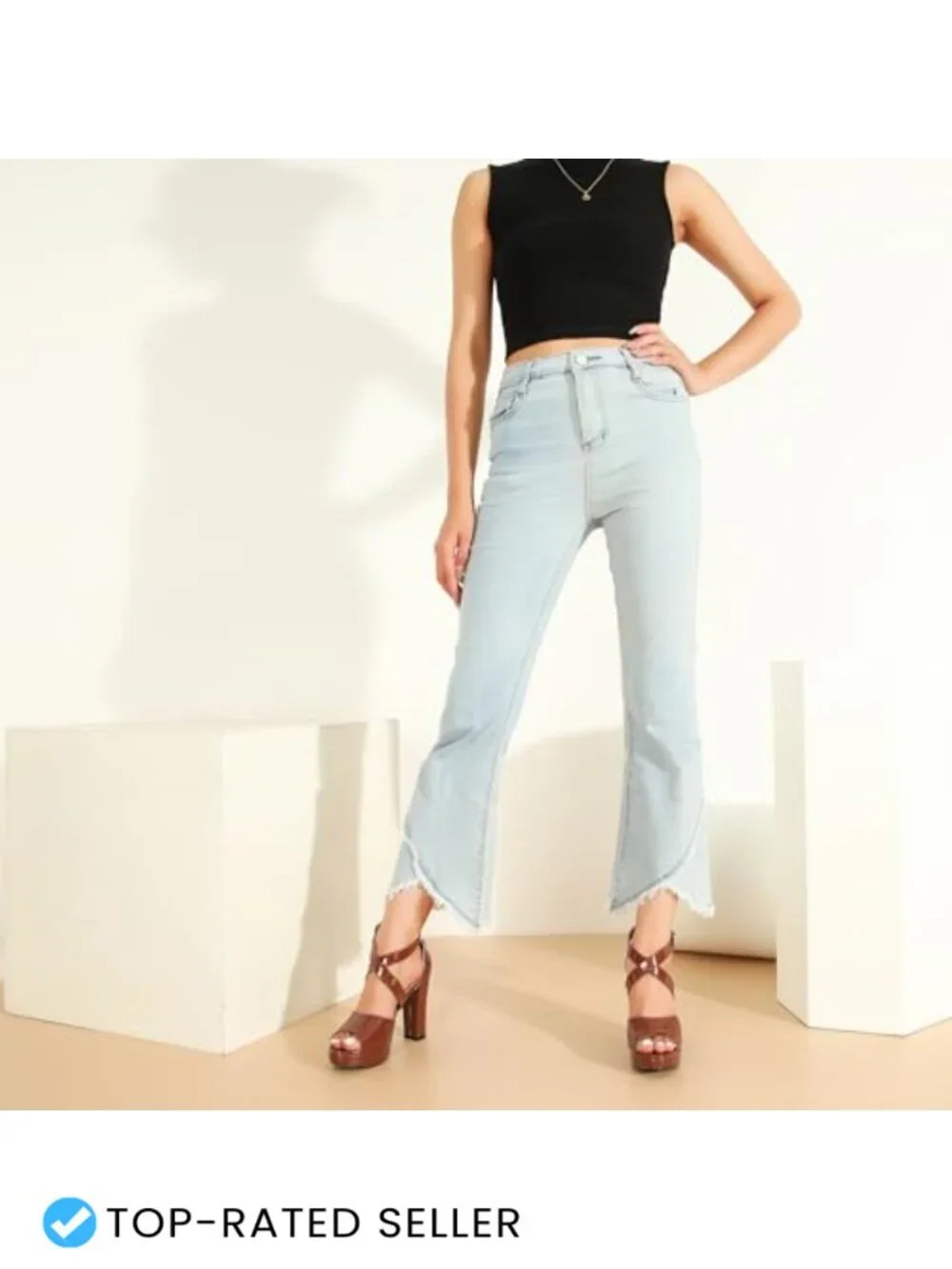 Women's Chunky Block Heel Platform Sandals, Crisscross Ankle Strap, 3.94